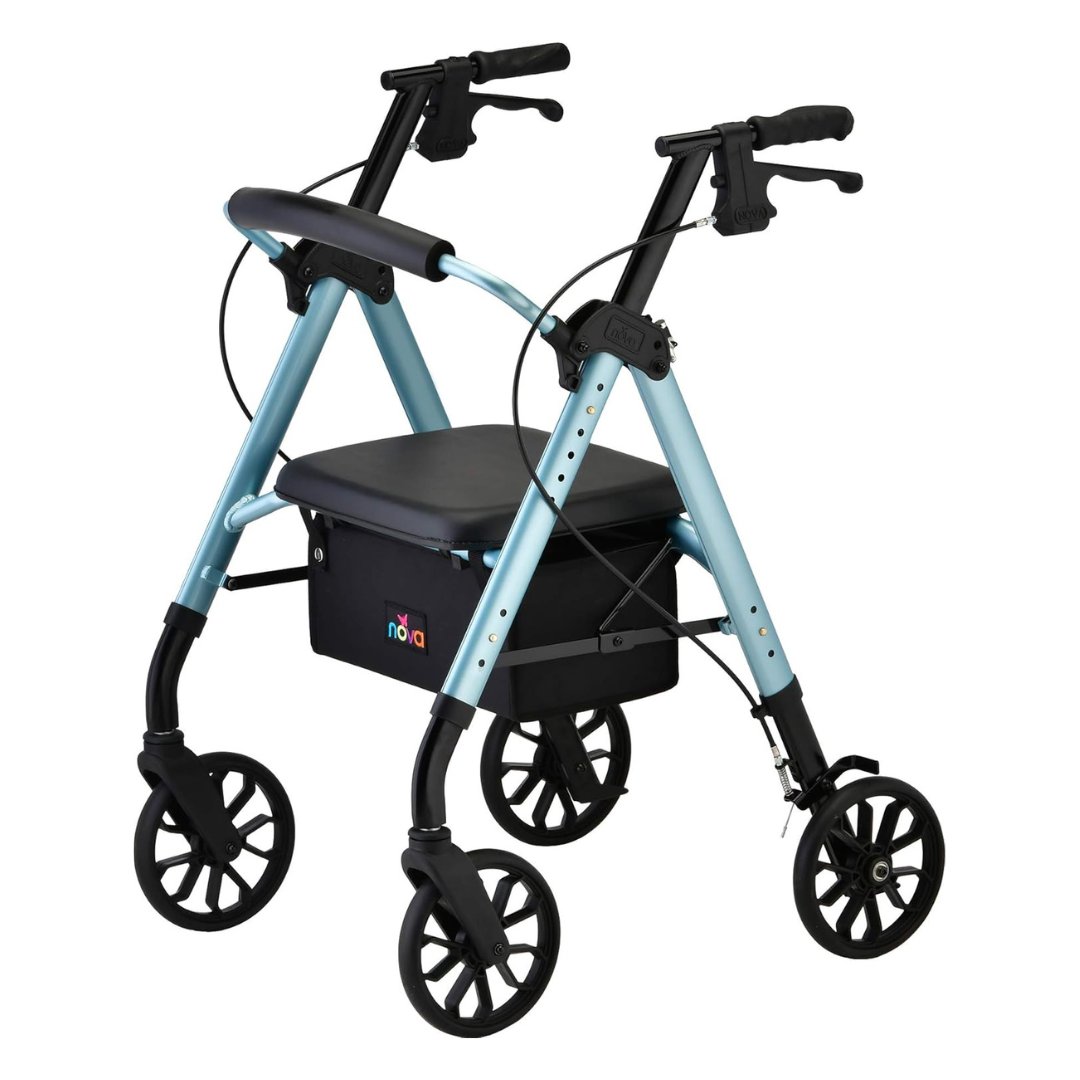 Nova Medical 4288 Star 8 Lightweight Rollators with Quick-Fit Push-Button Adjustable Height - primehubstore.shop Rollators