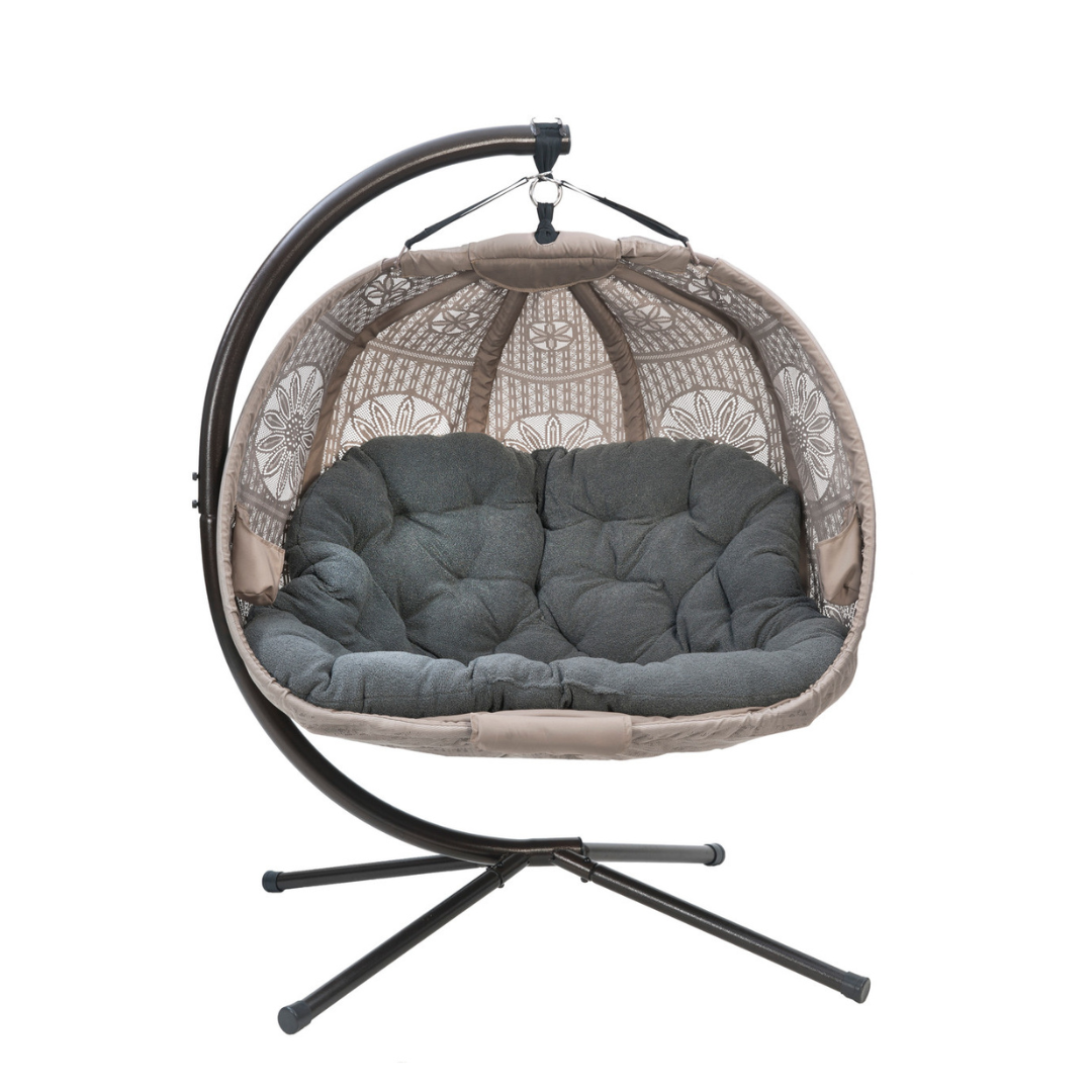 FlowerHouse Hanging Pumpkin Loveseat W/ Stand - Indoor & Outdoor - primehubstore.shop Hanging Chairs