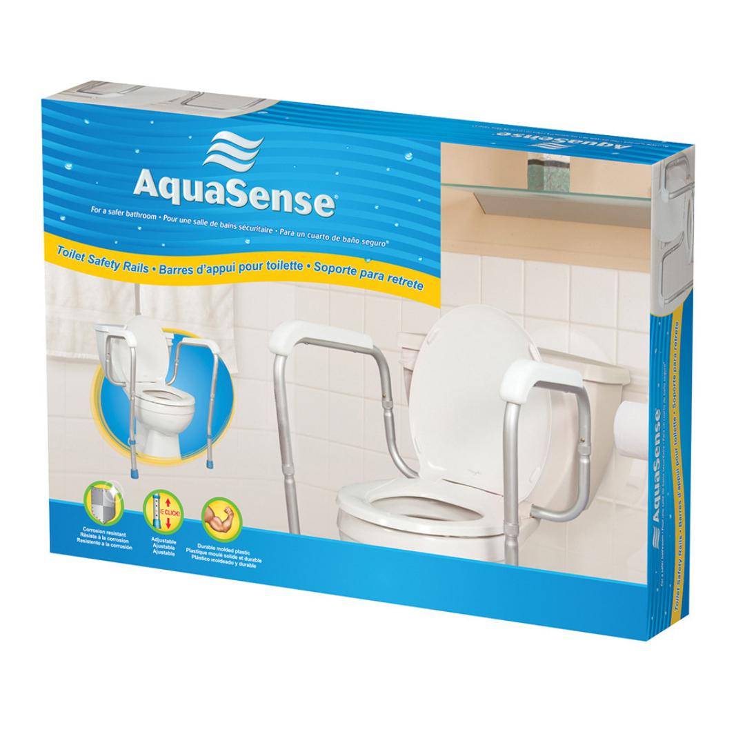 AquaSense Adjustable Toilet Safety Rails to Floor - primehubstore.shop Toilet Safety Frames