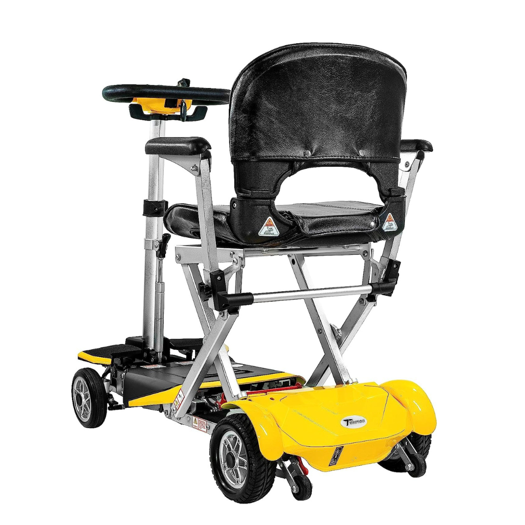 Solax Transformer 2 Electric Automatic Folding Mobility Airline Approved Travel Scooters - Yellow rear