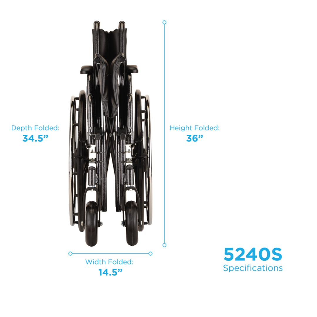 Nova Medical 5240S Extra Wide Steel Wheelchair with 24" Seat and Detachable Arms - primehubstore.shop Wheelchairs