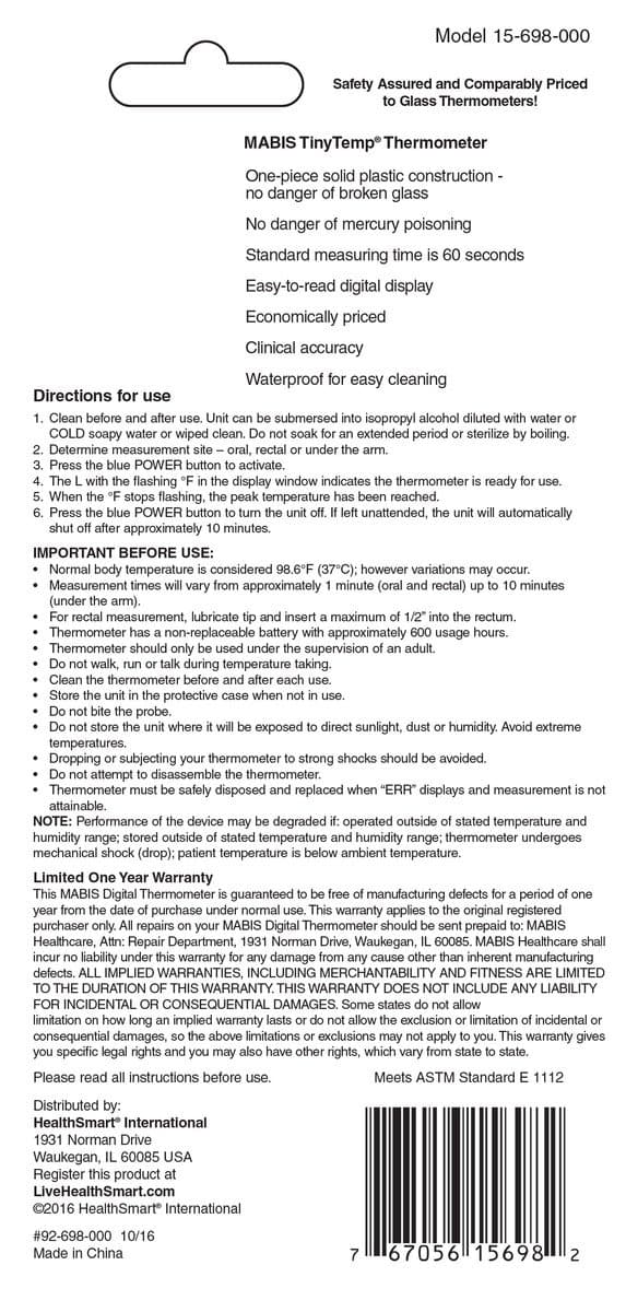 Mabis TinyTemp Digital Thermometer - Clinically Accurate Readings - primehubstore.shop Digital Thermometers