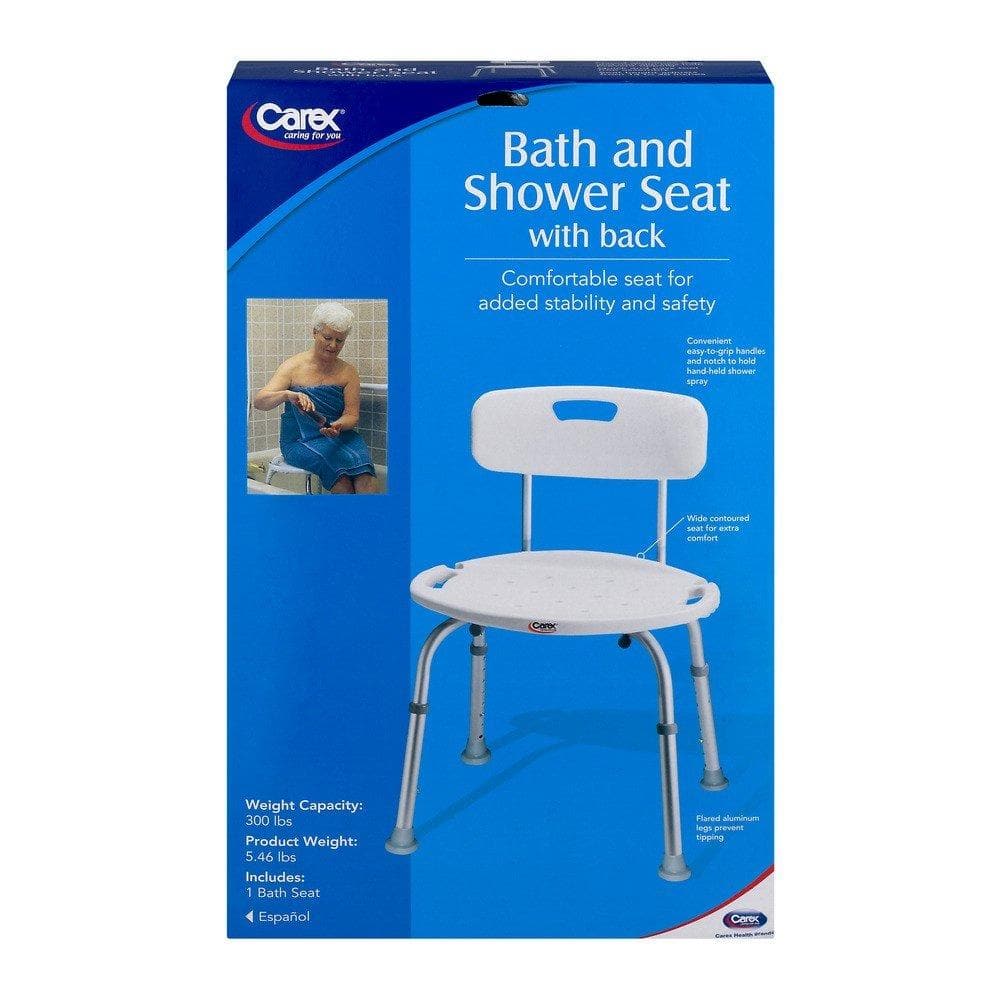 Carex Bath and Shower Seat with Back- Lightweight & Height Adjustable - primehubstore.shop Bath Benches & Seats