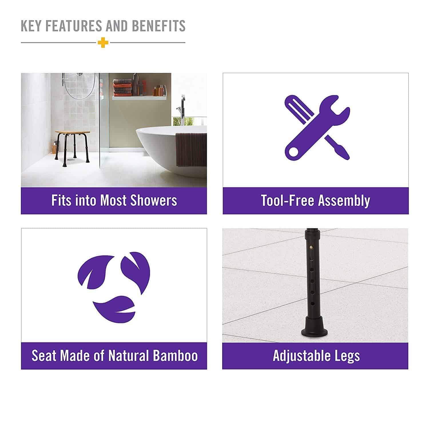 DMI Bamboo Bath Spa Bench and Corner Shower Stool - primehubstore.shop Bath Stool