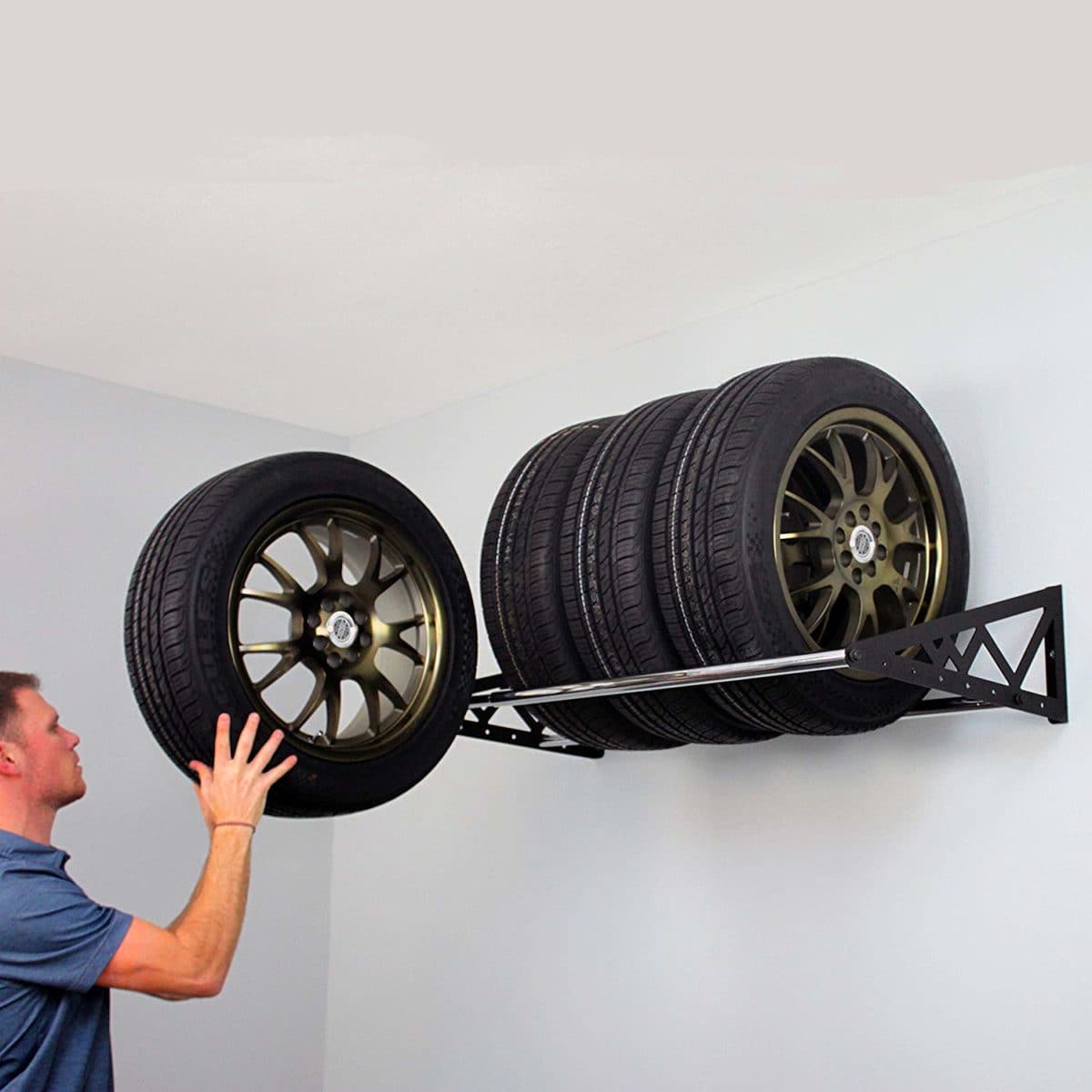 SafeRacks Hanging Wall Tire Rack - 400 Lb Capacity - Black - primehubstore.shop Tire Racks