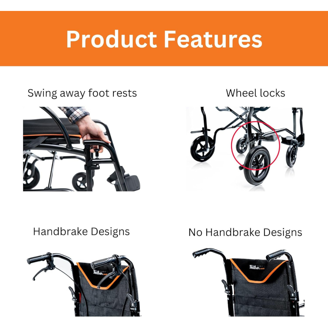 Feather Mobility Ultralight Feather Transport Chair - Only 13 lbs - primehubstore.shop Transport Chairs