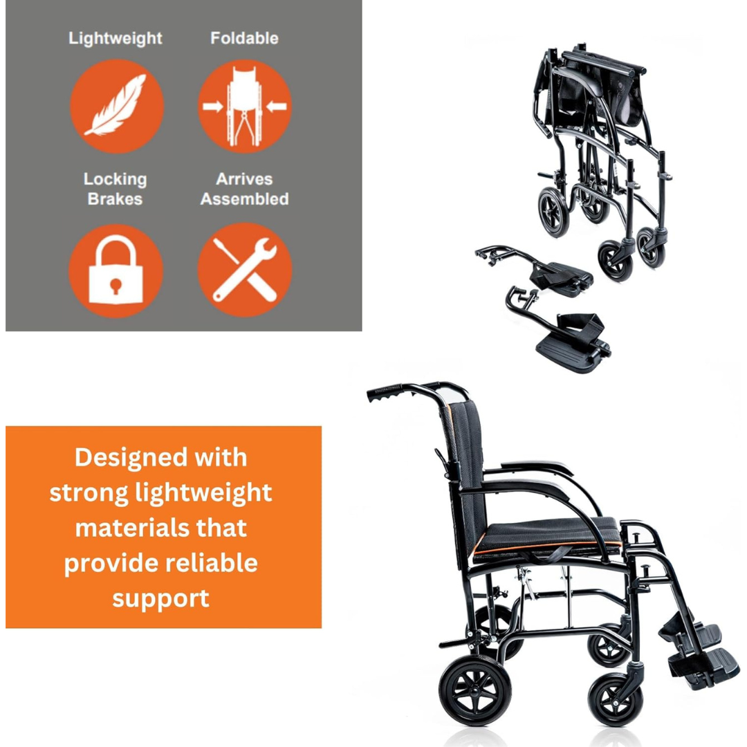 Feather Mobility Ultralight Feather Transport Chair - Only 13 lbs - primehubstore.shop Transport Chairs