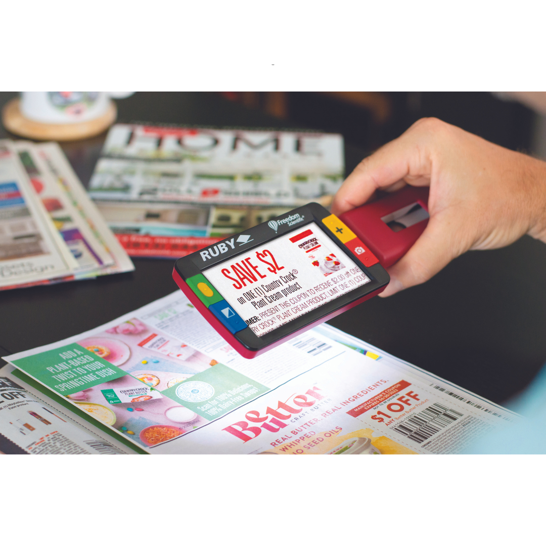 Freedom Scientific Ruby Portable Video Magnifier - 4.3 Inch Screen - 14x Magnification - primehubstore.shop Handheld Video Magnifiers