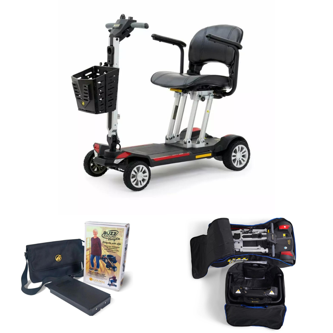 Golden Tech GB120-BC Buzzaround Carry-On Travel Scooter with Travel Battery and Protective Case - primehubstore.shop Scooters