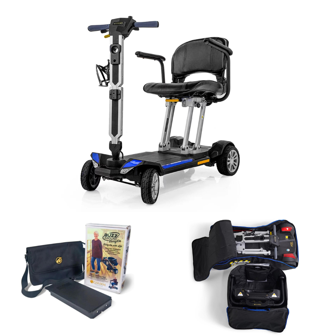 Golden Tech GB120-BC Buzzaround Carry-On Travel Scooter with Travel Battery and Protective Case - primehubstore.shop Scooters