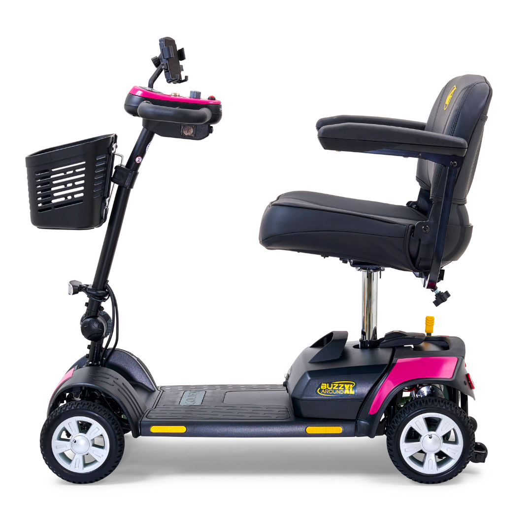 Golden Technologies Buzzaround XL 4-Wheel Long Range Mobility Scooter - Pink left