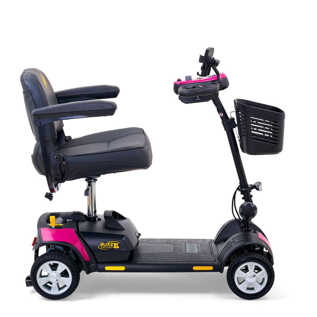 Golden Technologies Buzzaround XL 4-Wheel Long Range Mobility Scooter - Pink right