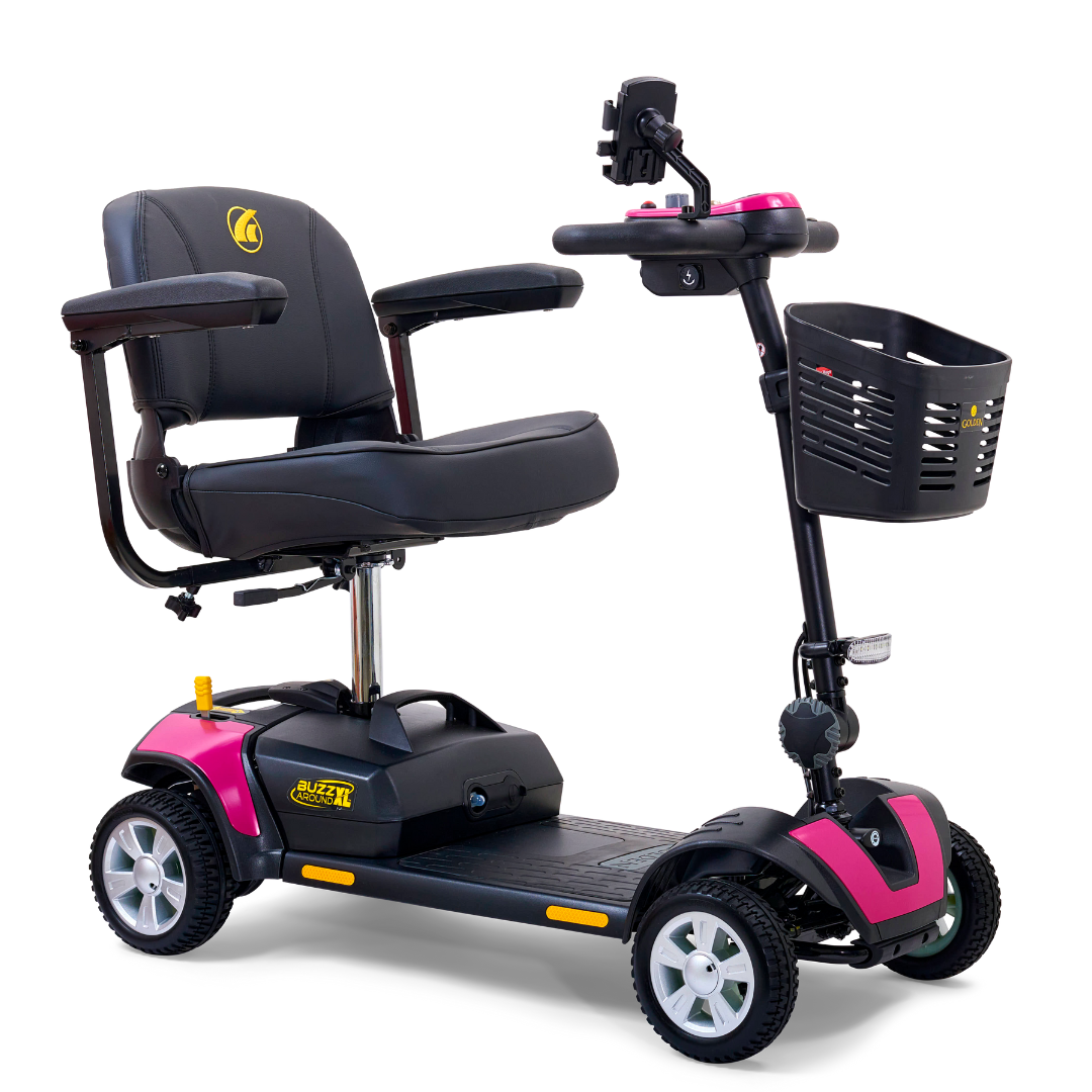 Golden Technologies Buzzaround XL 4-Wheel Long Range Mobility Scooter - Pink right