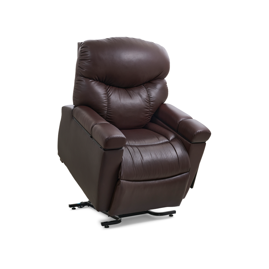 Golden Technologies PR511 MaxiComfort Cloud+ Assisted Lift Recliner - Small - Coffee Bean in raised state