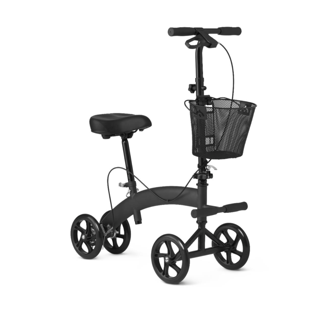 Medline Manual Seated Folding Scooter Knee Walker - Adjustable Height - primehubstore.shop Knee Walkers