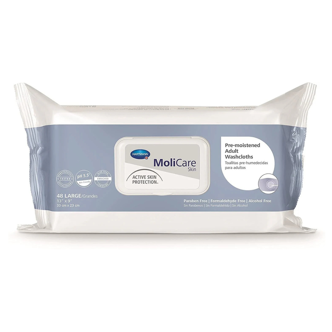 MoliCare Hypoallergenic Skin Washcloths Soft Pack Aloe Vera/Lanolin - primehubstore.shop Incontinence