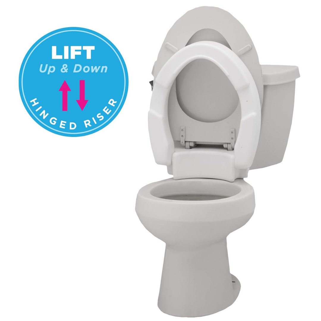 Nova Medical Elongated Hinged Toilet Seat Riser - Adds 3.75 Inches - primehubstore.shop Toilet Seat Risers