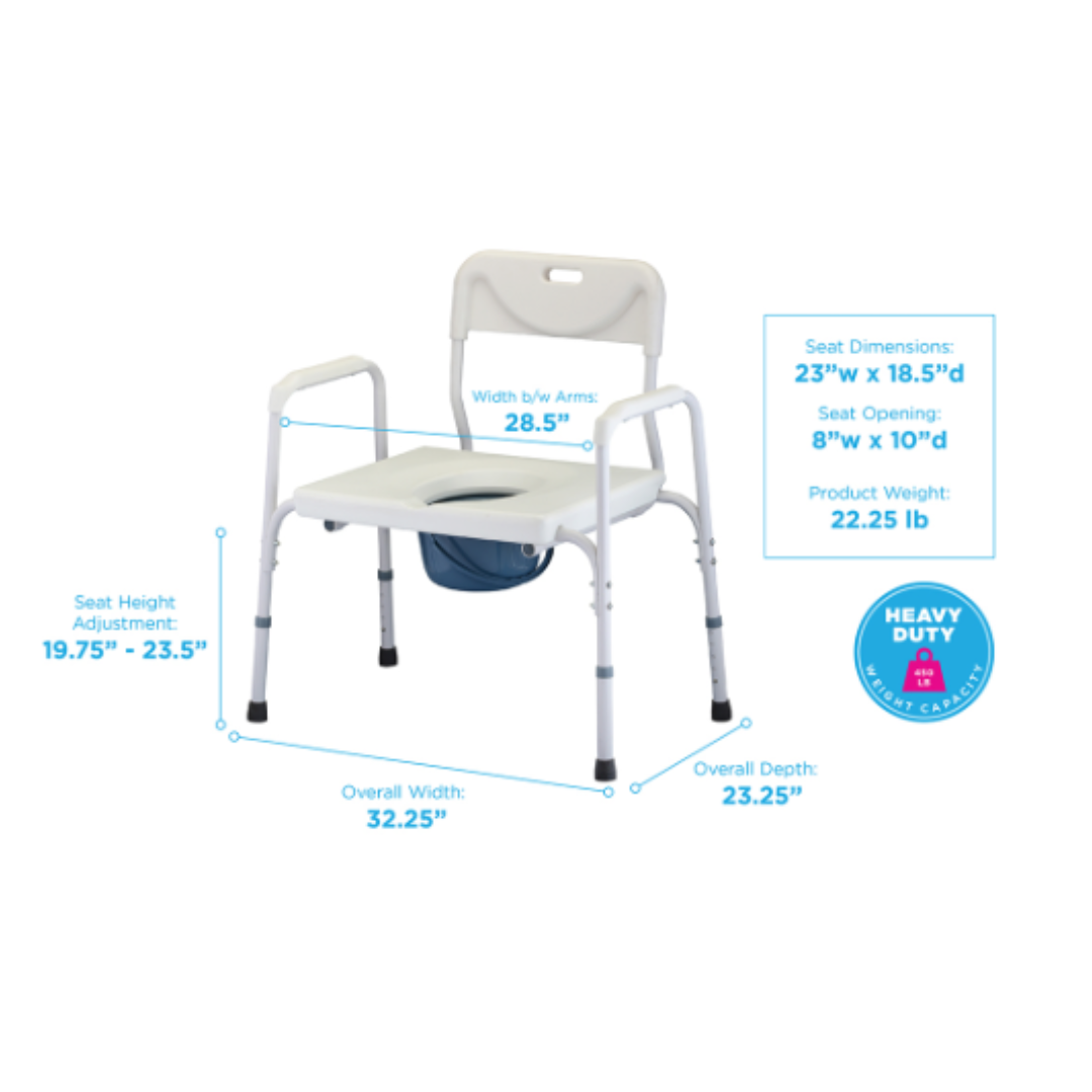 Nova Medical Bariatric Heavy Duty Commode with Back & Wide Seat - primehubstore.shop Commodes