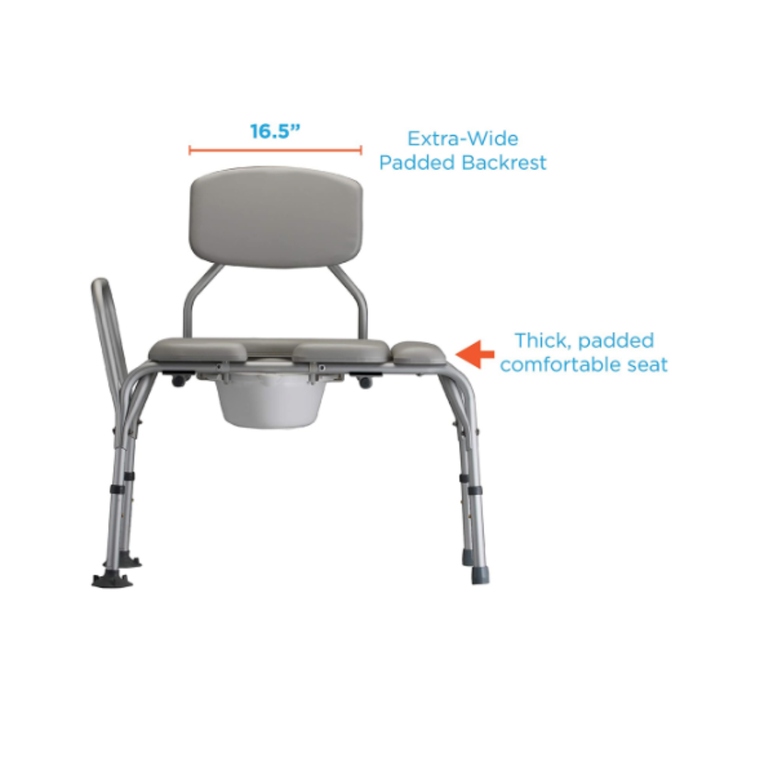 Nova Medical Padded Transfer Bench/Commode with Detachable Back - primehubstore.shop Transfer Equipment