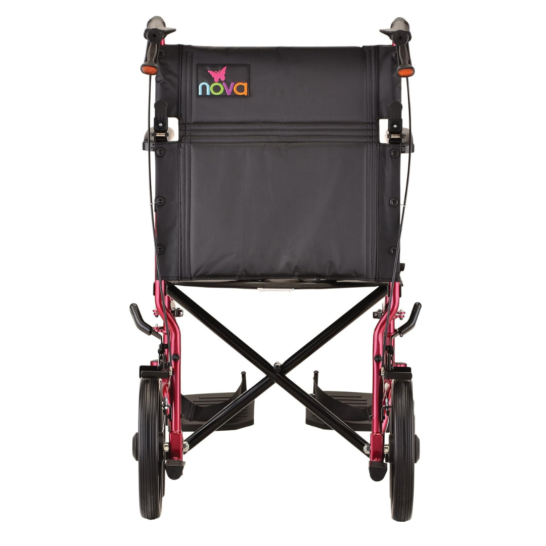 Nova Medical 330 20" Lightweight Folding Transport Chair with 12" Rear Wheels & Hand Brakes - primehubstore.shop Transport Chairs