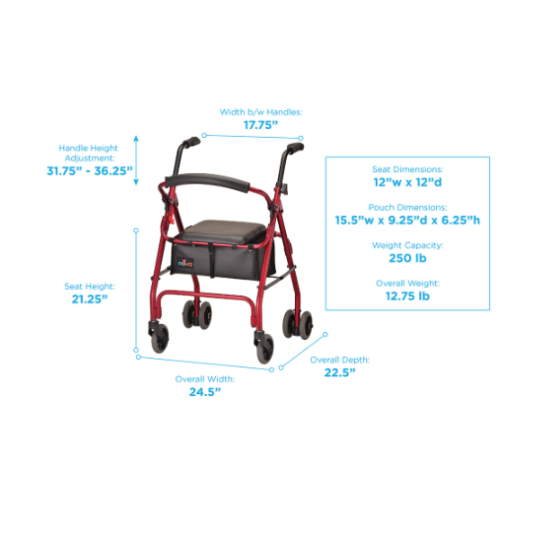 Nova Medical 4200 Cruiser Classic Lightweight Folding Rollators - primehubstore.shop Rollators