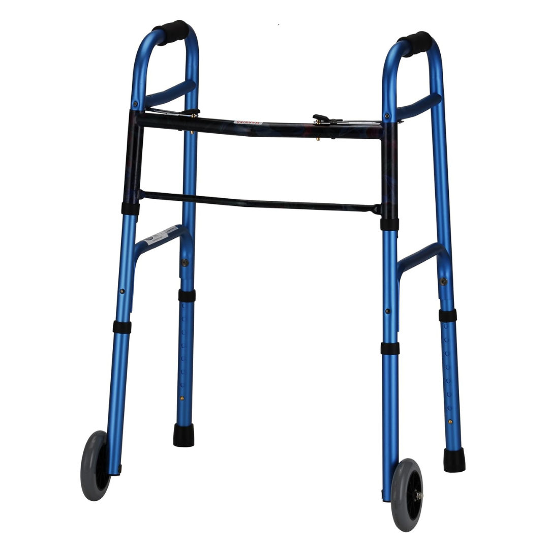 Nova Medical 4080 Deluxe 2 Button Folding Walker with 5″ Wheels - primehubstore.shop Walkers