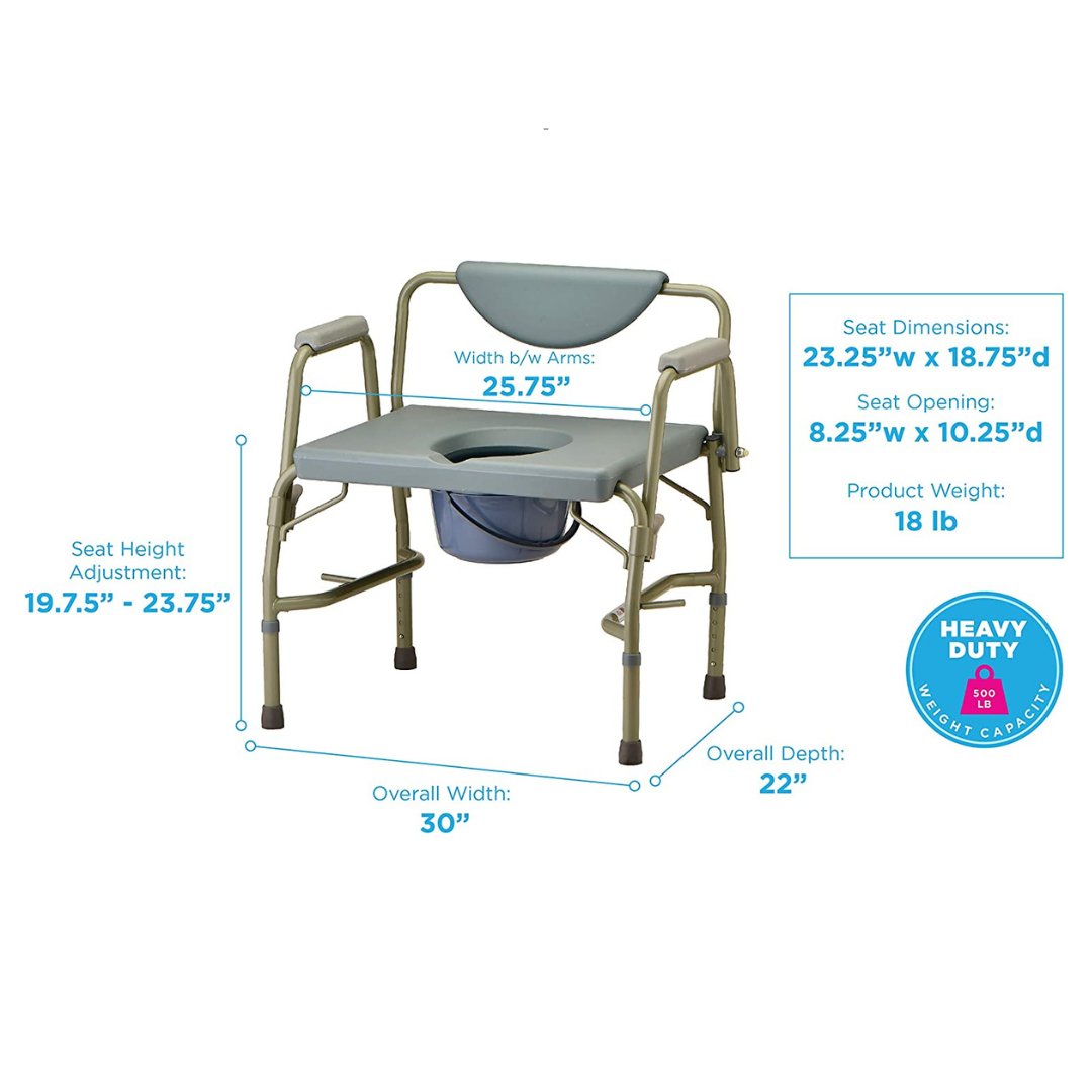 Nova Medical Heavy Duty Bariatric Commode with Drop-Arm - Grey - primehubstore.shop Commodes