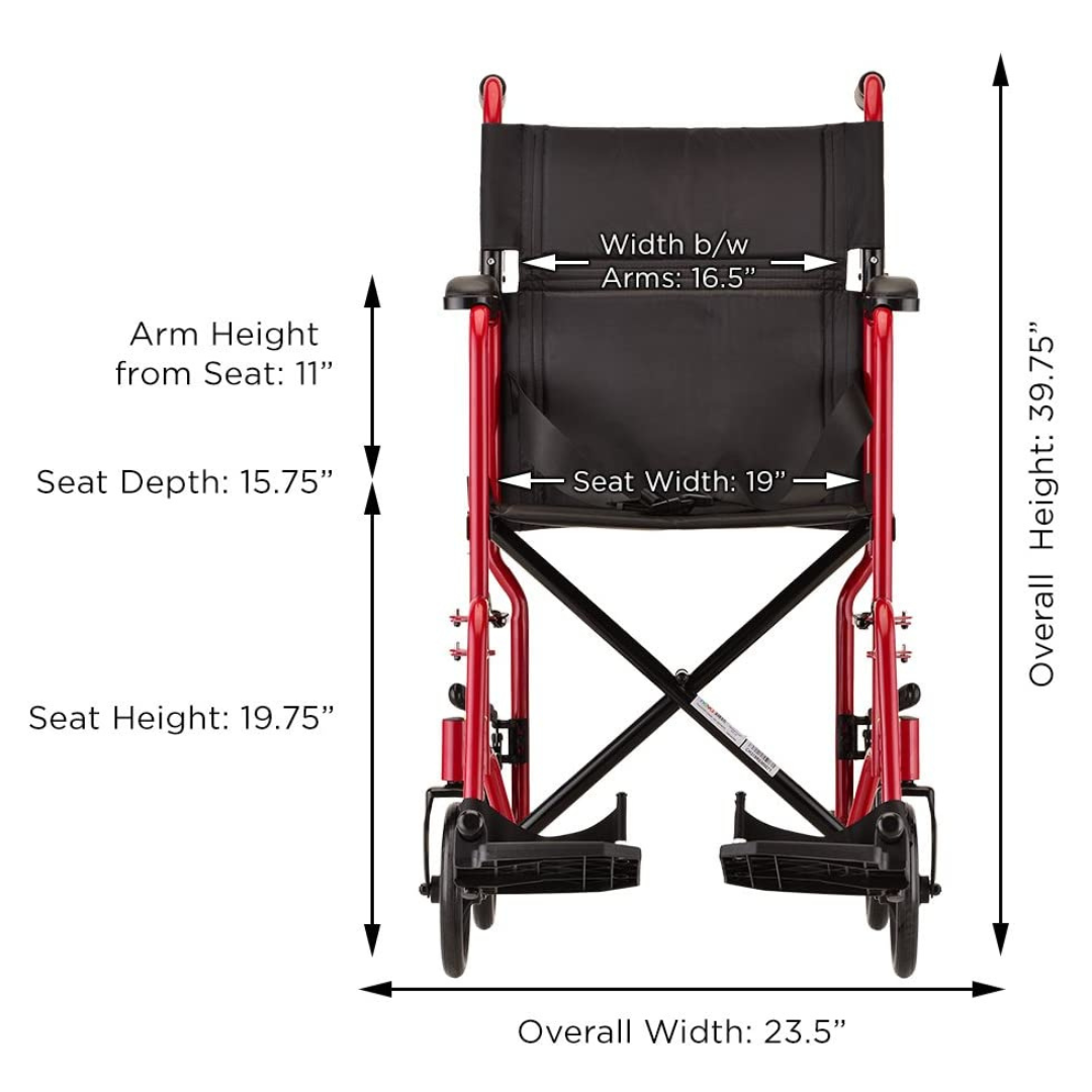 Nova Medical 319 Lightweight 19" Steel Folding Transport Wheelchairs - primehubstore.shop Transport Chairs