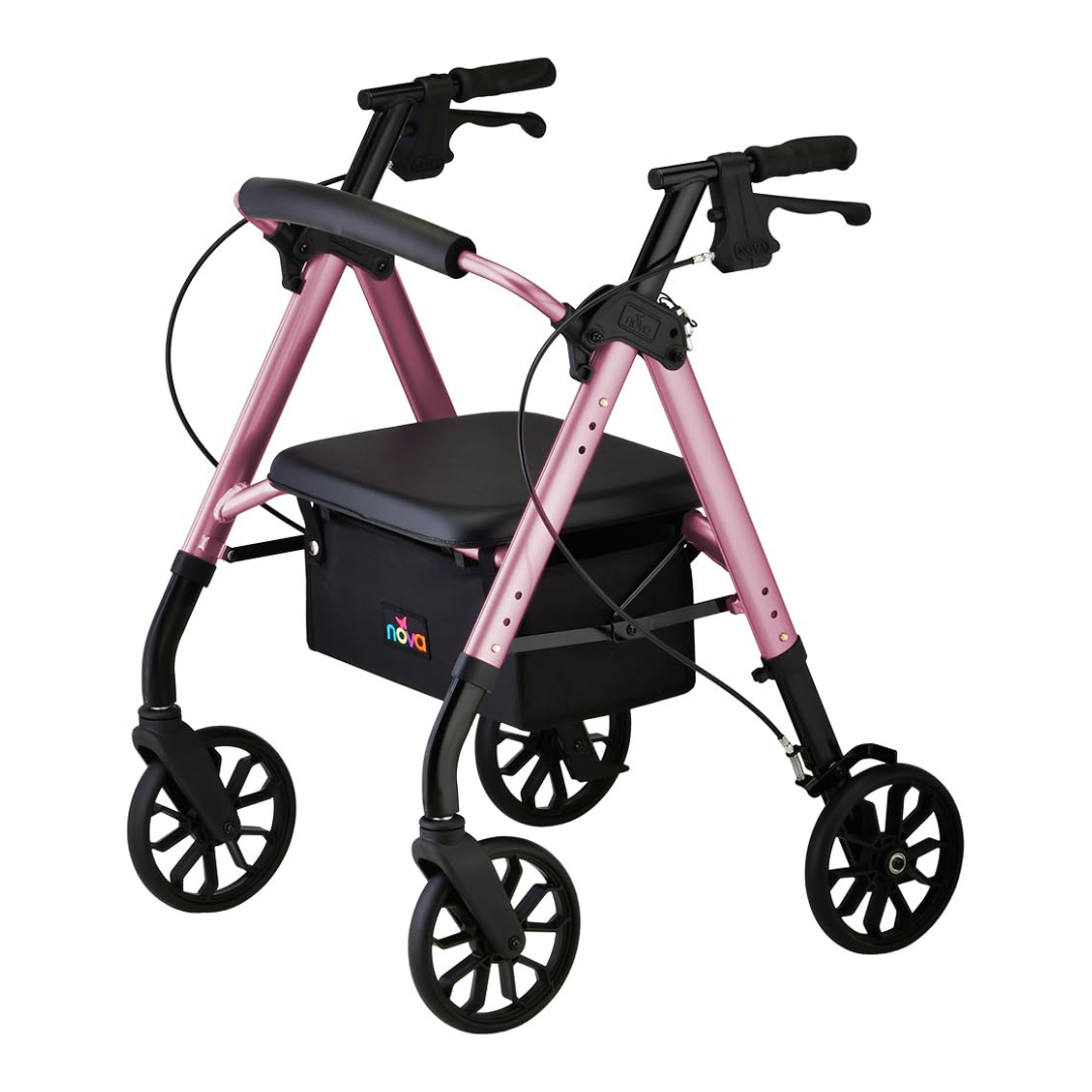Nova Medical 4278 Star Folding Rollator Walker - Petite Size - Height 4'10" - 5'4" - primehubstore.shop Junior Rollators