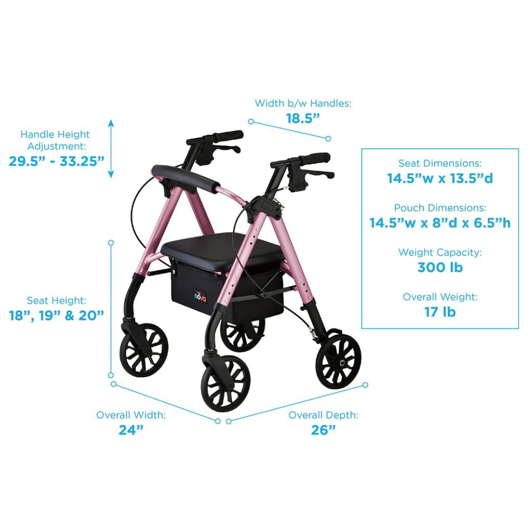 Nova Medical 4278 Star Folding Rollator Walker - Petite Size - Height 4'10" - 5'4" - primehubstore.shop Junior Rollators