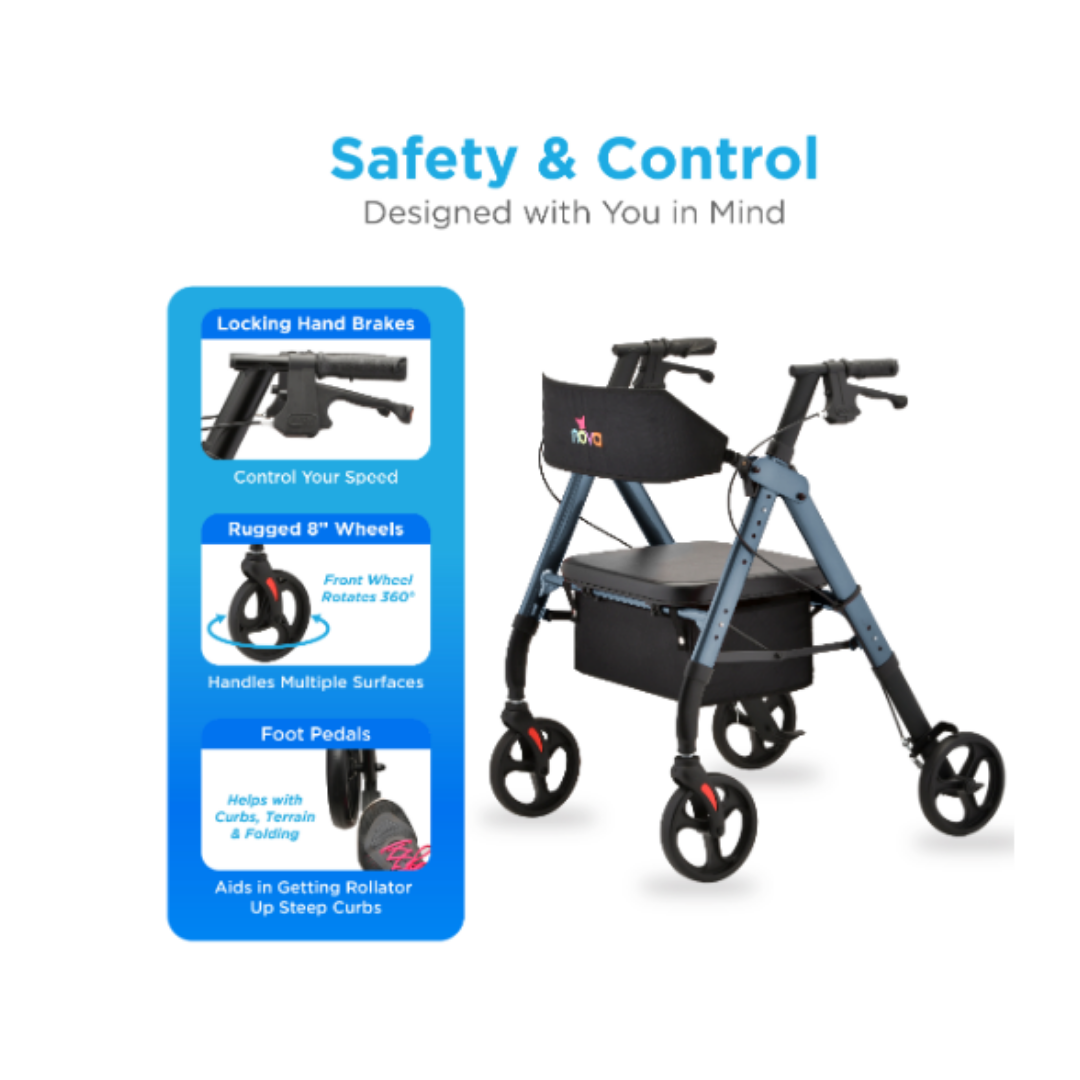 Nova Medical 4259 Star HD Lightweight Bariatric Folding Rollators - primehubstore.shop Rollators