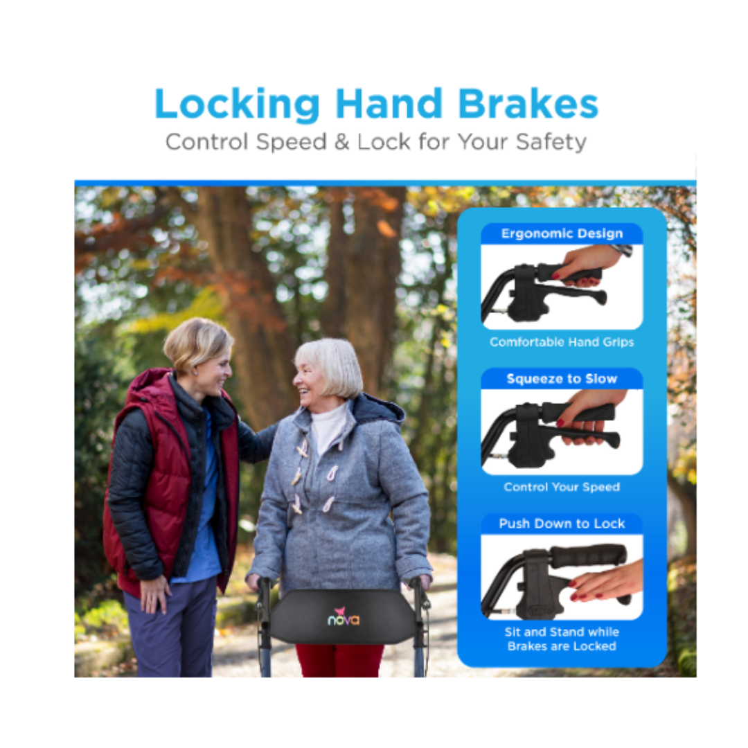 Nova Medical 4259 Star HD Lightweight Bariatric Folding Rollators - primehubstore.shop Rollators