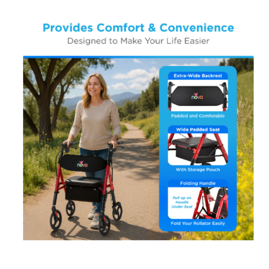 Nova Medical 4259 Star HD Lightweight Bariatric Folding Rollators - primehubstore.shop Rollators