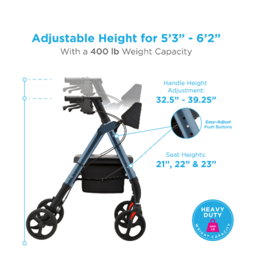 Nova Medical 4259 Star HD Lightweight Bariatric Folding Rollators - primehubstore.shop Rollators