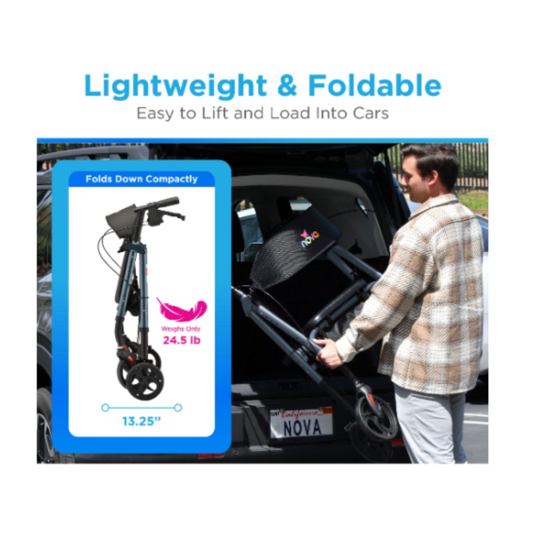 Nova Medical 4259 Star HD Lightweight Bariatric Folding Rollators - primehubstore.shop Rollators