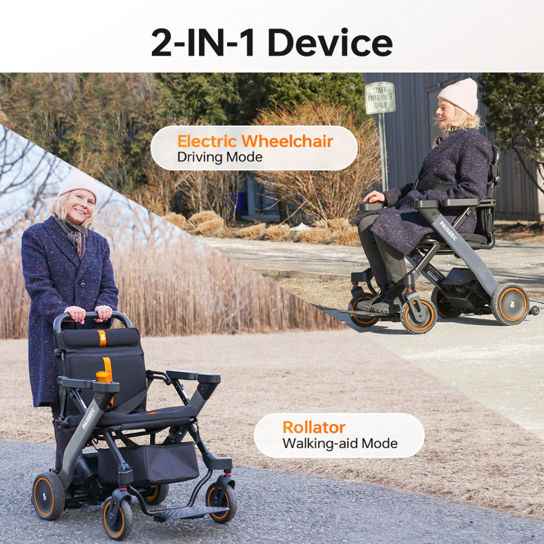 Paiseec W1 2-in-1 Electric Wheelchair - primehubstore.shop Power Chairs
