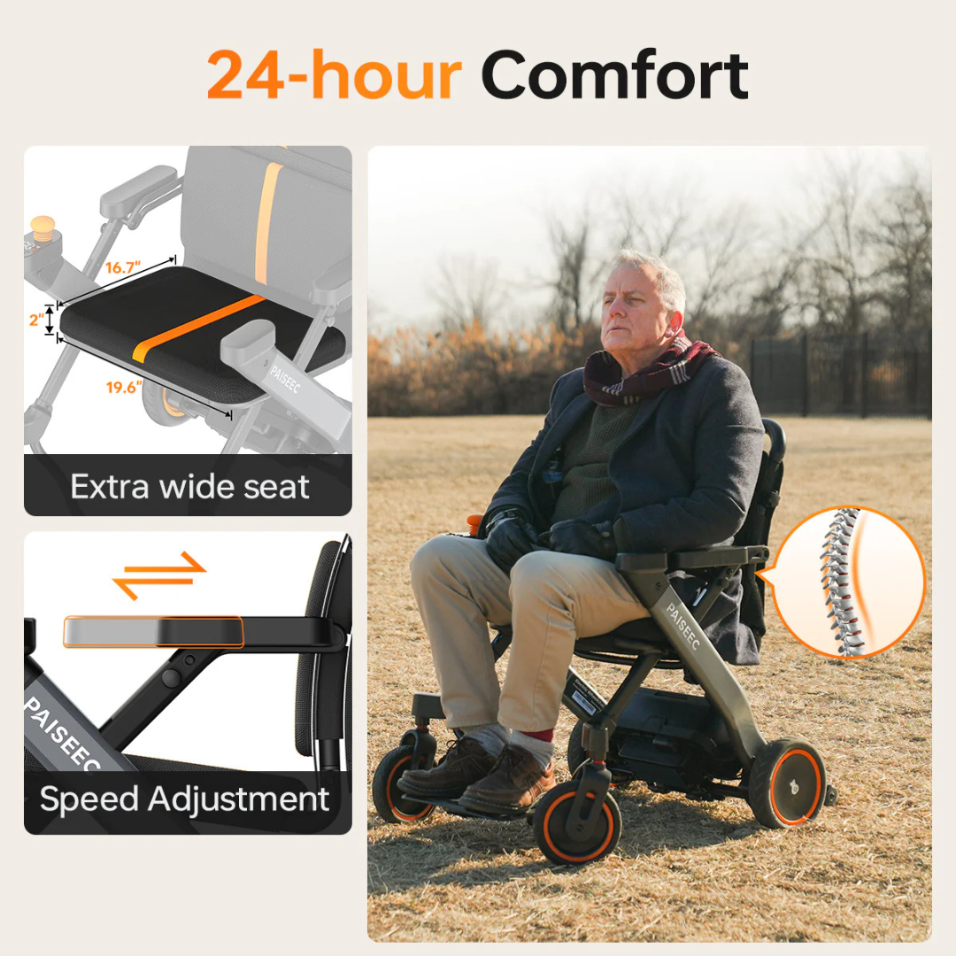 Paiseec W1 2-in-1 Electric Wheelchair - primehubstore.shop Power Chairs