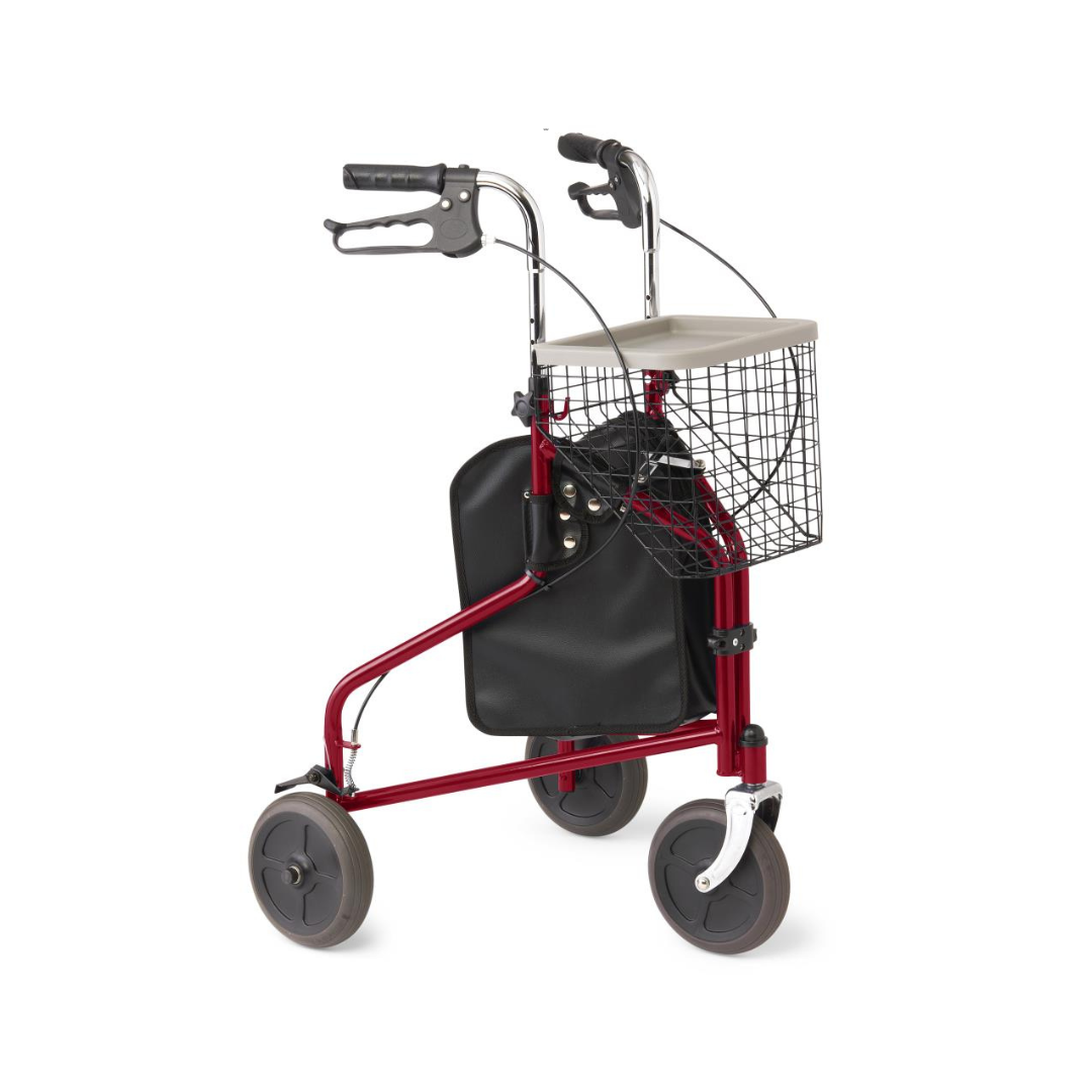 Medline 3-Wheel Steel Rollator Rolling Walker - primehubstore.shop Rollators