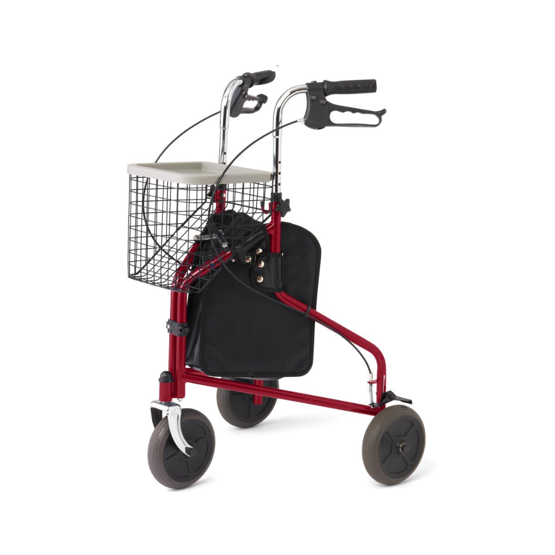 Medline 3-Wheel Steel Rollator Rolling Walker - primehubstore.shop Rollators