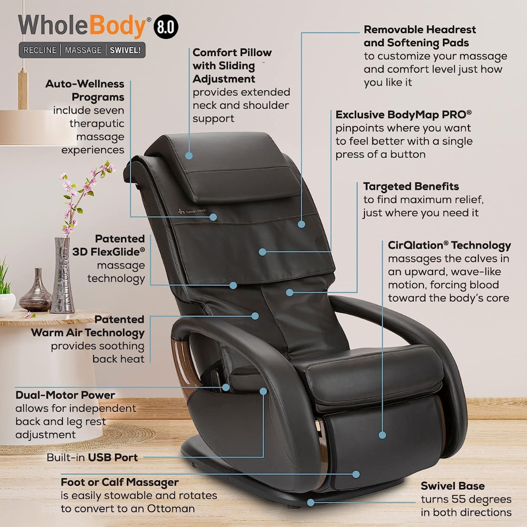 Human Touch WholeBody® 8.0 Swivel Reclining Massage Chairs - primehubstore.shop Massage Chairs