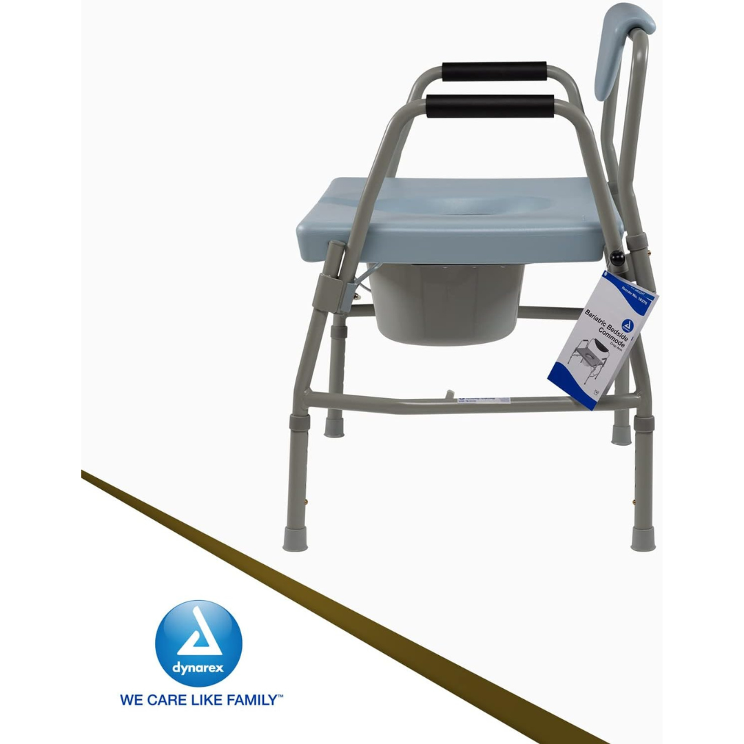 Dynarex Extra Wide Bariatric Drop Arm Bedside Commode - 650 lb Capacity - primehubstore.shop Commodes