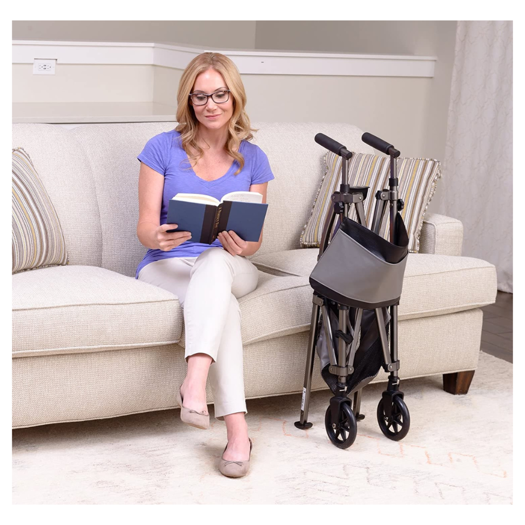 Signature Life Folding Elite Travel Rolling Walker with 2 Wheels - Weighs Only 8 lbs - primehubstore.shop walkers