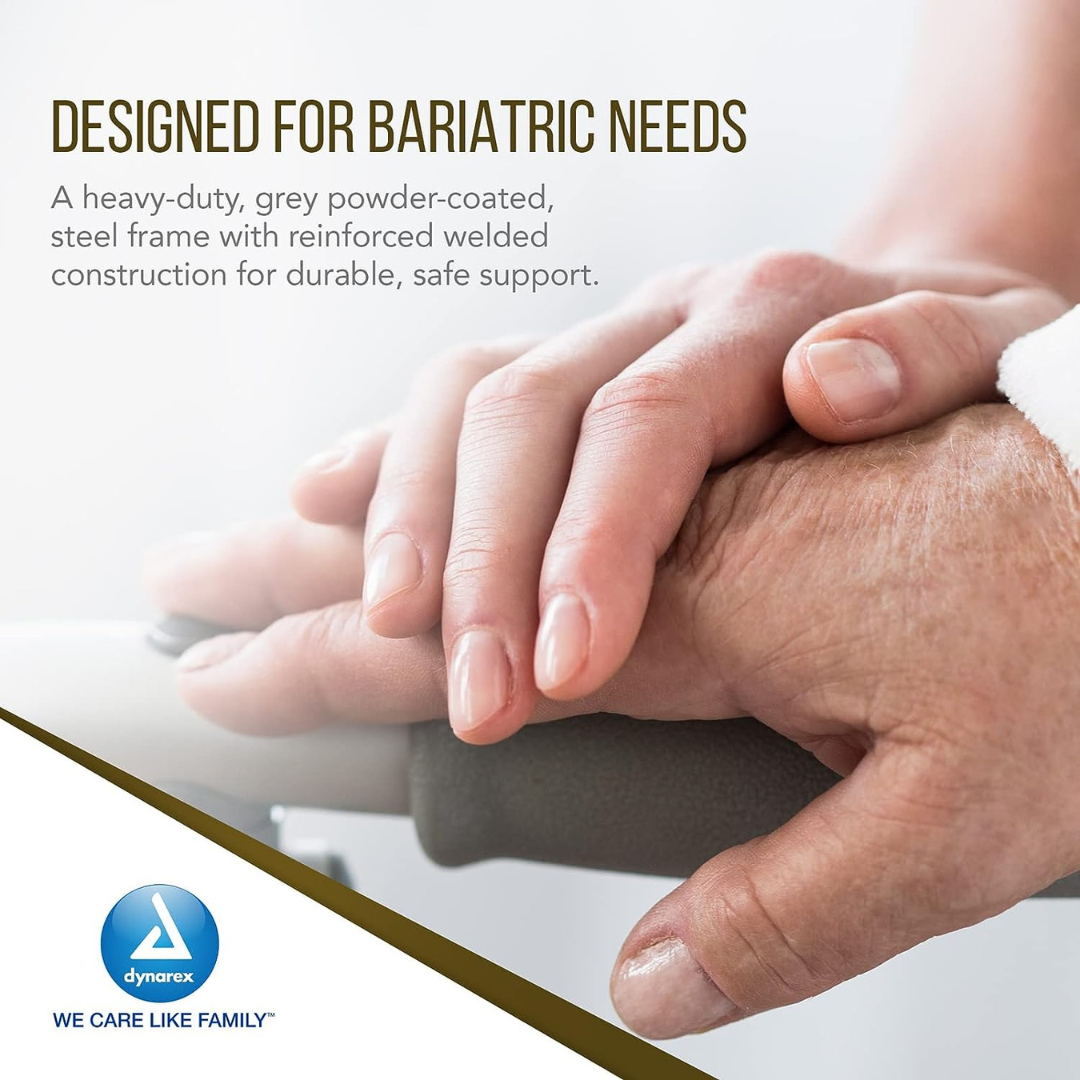 Dynarex Extra Wide Bariatric Drop Arm Bedside Commode - 650 lb Capacity - primehubstore.shop Commodes