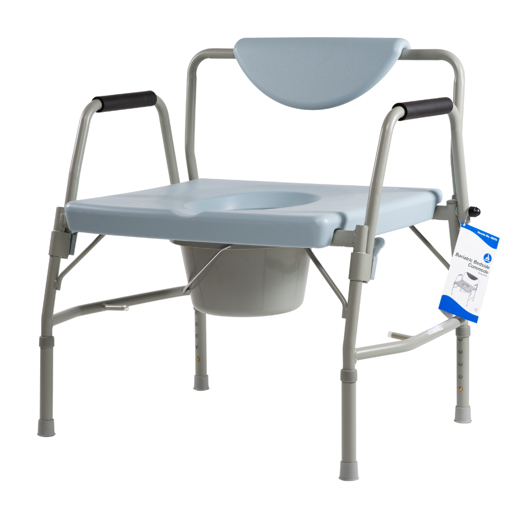 Dynarex Extra Wide Bariatric Drop Arm Bedside Commode - 650 lb Capacity - primehubstore.shop Commodes