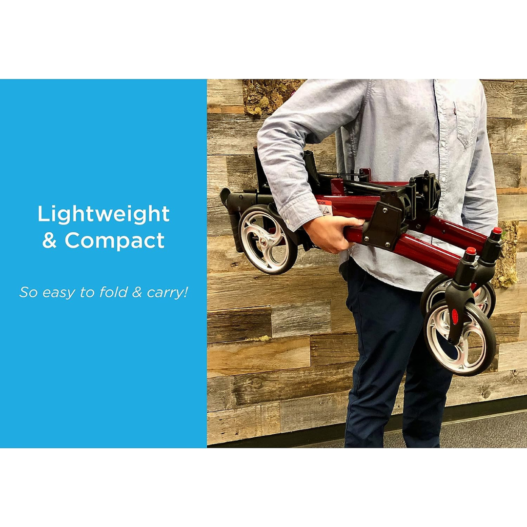 Nova Medical 4329 Monarch Adventure Foldable Rollator Walker with Large All Terrain 8” Wheels & Ultra Compact - primehubstore.shop Rollators