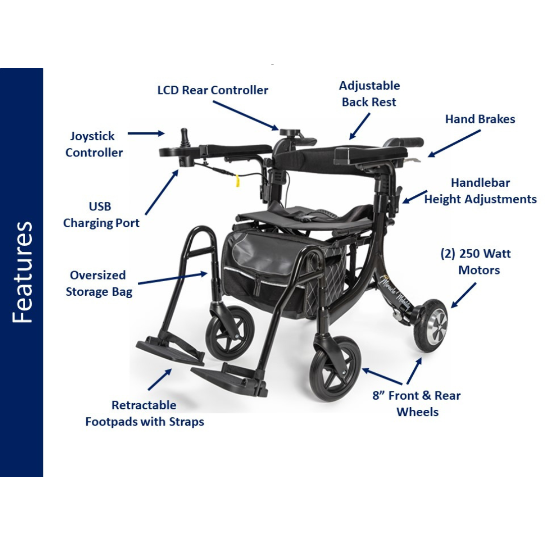Miracle Mobility 4N1 Ultra Lite Electric Walker Wheelchair - primehubstore.shop Power Chairs