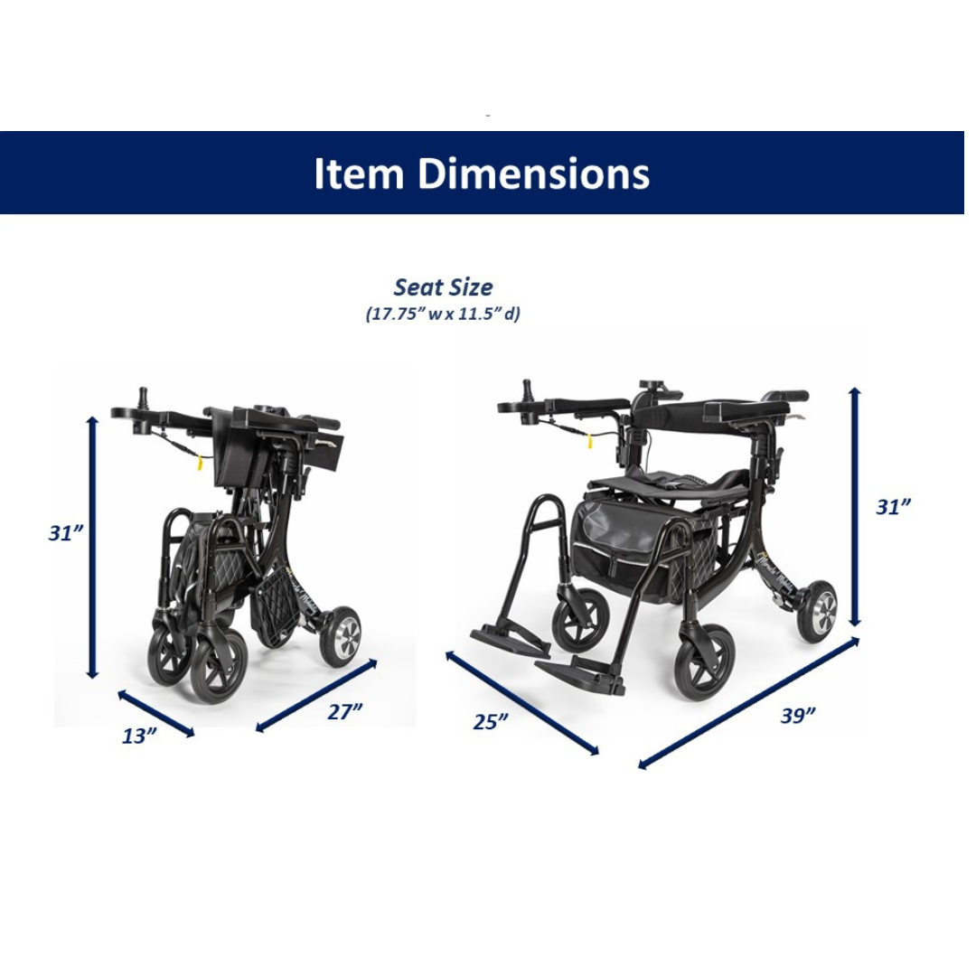 Miracle Mobility 4N1 Ultra Lite Electric Walker Wheelchair - primehubstore.shop Power Chairs