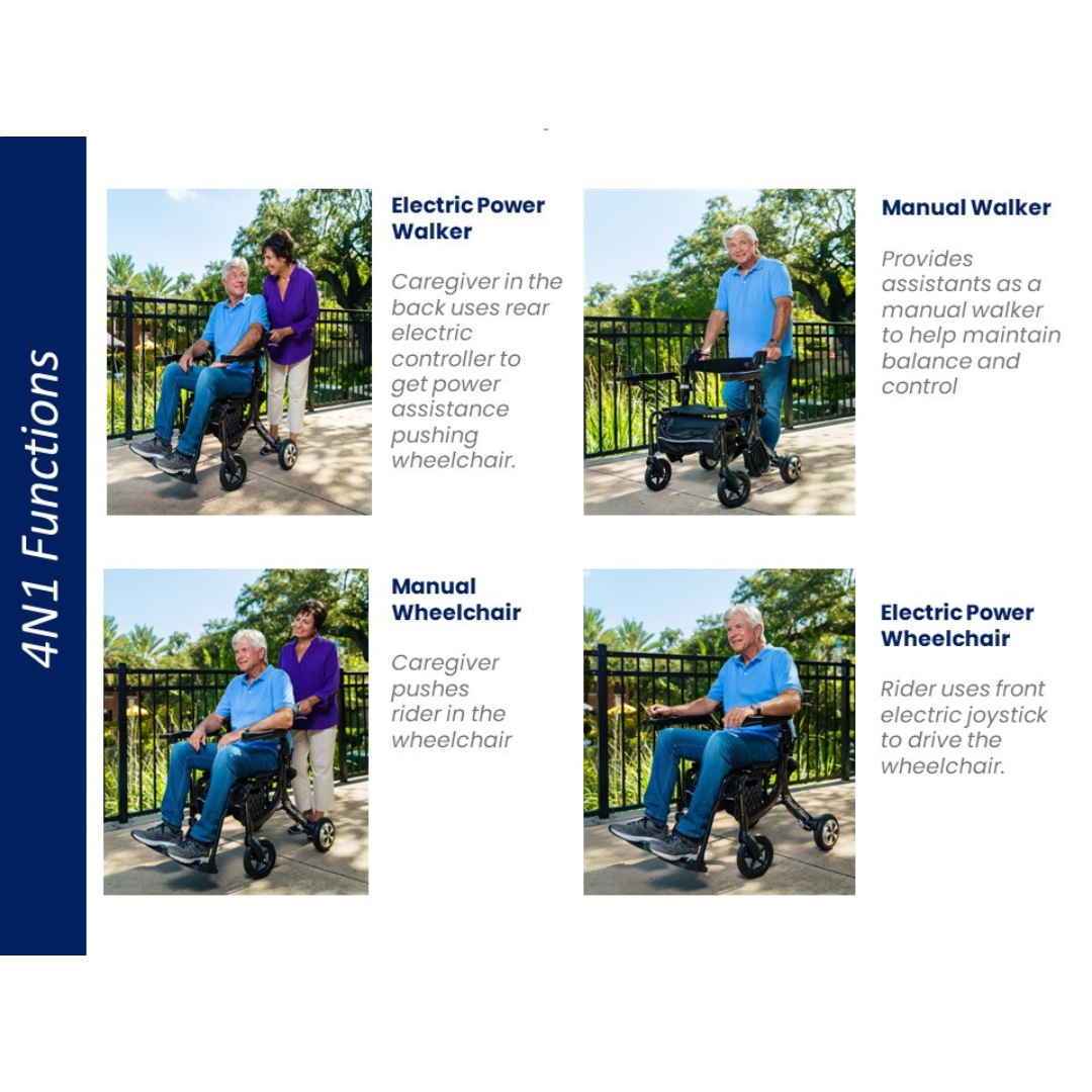 Miracle Mobility 4N1 Ultra Lite Electric Walker Wheelchair - primehubstore.shop Power Chairs