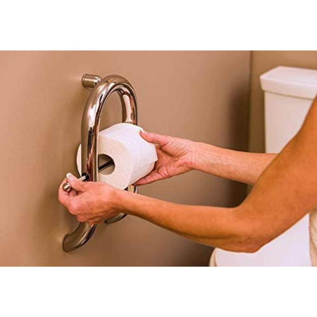 Invisia Wall Toilet Roll Holder & Bariatric Stand Assist Grab Bar - primehubstore.shop Toilet Paper Holder