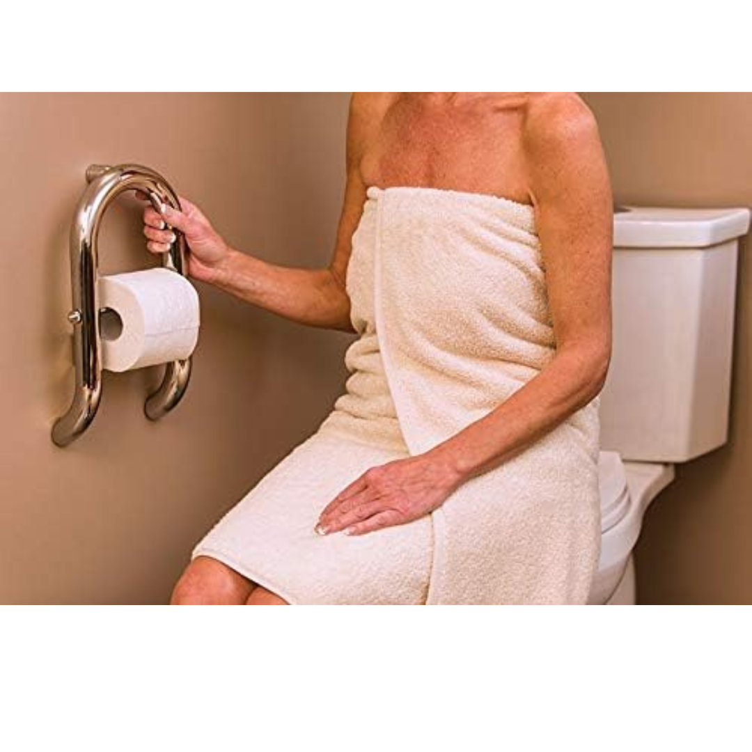 Invisia Wall Toilet Roll Holder & Bariatric Stand Assist Grab Bar - primehubstore.shop Toilet Paper Holder